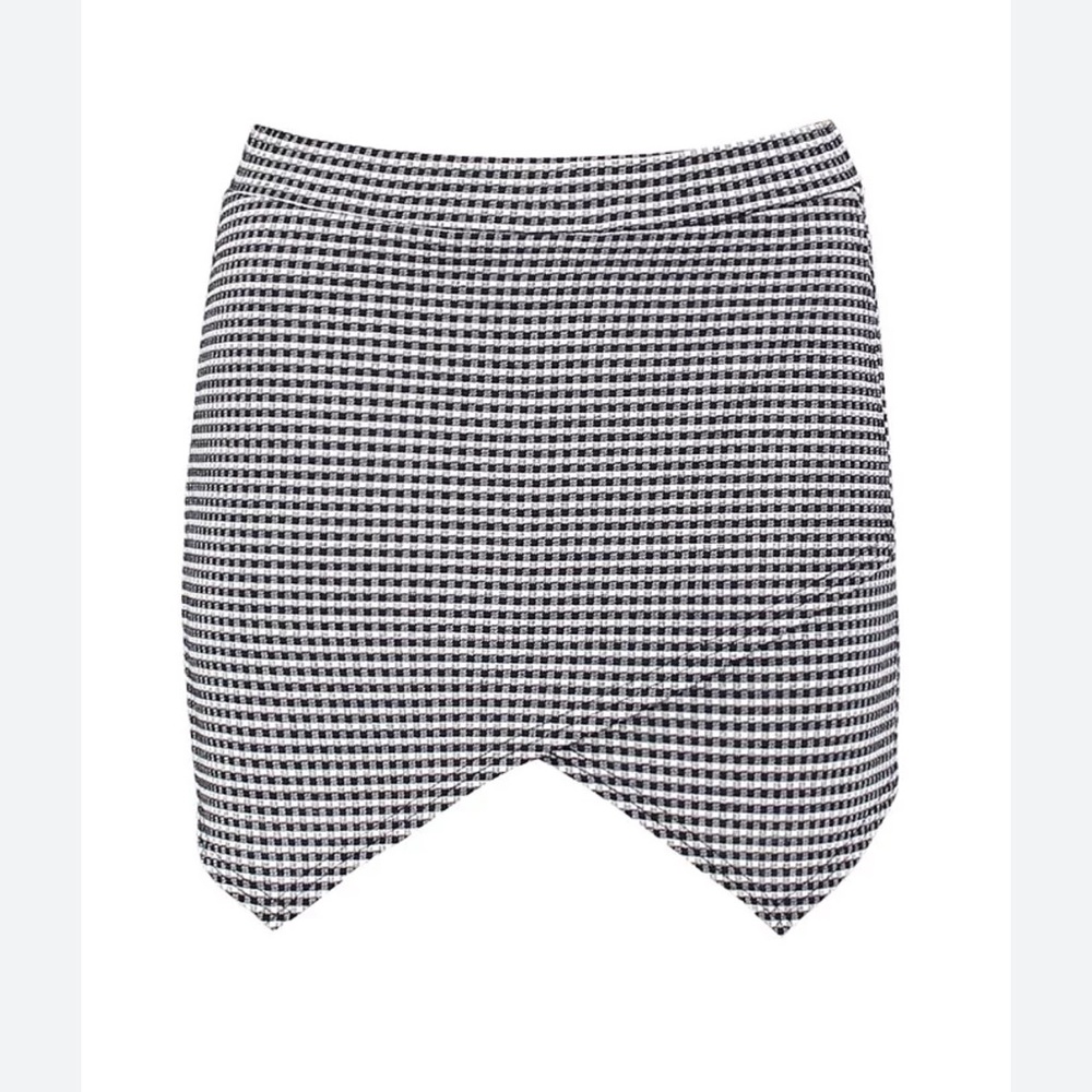 Boohoo Black and White Asymmetrical Wrap Mini Skirt